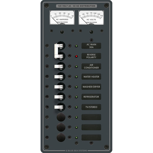 Blue Sea 8074 AC Main +8 Positions Toggle Circuit Breaker Panel - White Switches [8074] | Electrical Panels by Blue Sea Systems 