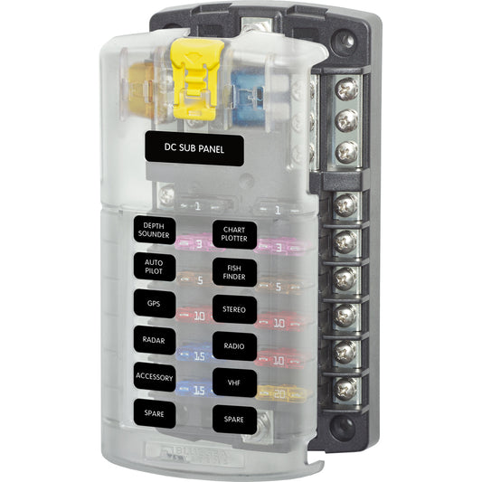 Blue Sea 5026 ST Blade Fuse Block w/Cover - 12 Circuit w/Negative Bus [5026] | Circuit Breakers by Blue Sea Systems 