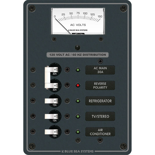 Blue Sea 8043 AC Main +3 Positions Toggle Circuit Breaker Panel - White Switches [8043] | Electrical Panels by Blue Sea Systems 