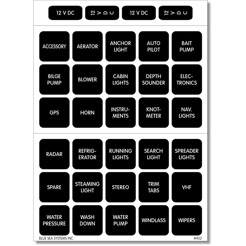 Blue Sea 4215 Square Format Label Set - 30 [4215] | Switches & Accessories by Blue Sea Systems 