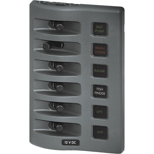 Blue Sea 4306 WeatherDeck Water Resistant Fuse Panel - 6 Position - Grey [4306] | Electrical Panels by Blue Sea Systems 