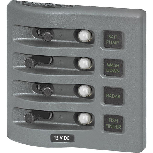 Blue Sea 4374 WeatherDeck Water Resistant Circuit Breaker Panel - 4 Position - Grey [4374] | Electrical Panels by Blue Sea Systems 