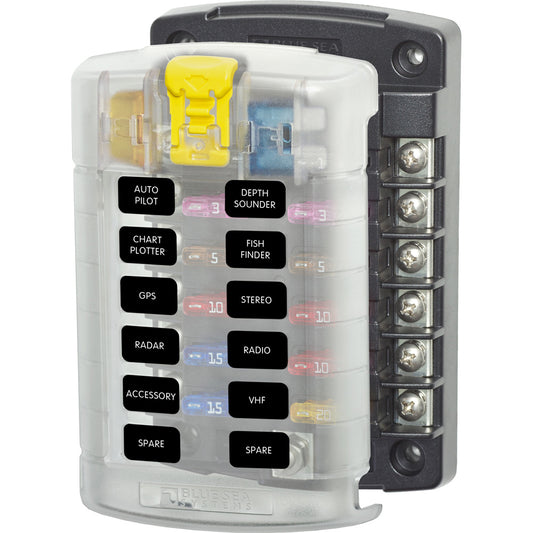 Blue Sea 5029 ST Blade Fuse Block w/Cover - 12 Circuit w/o Negative Bus [5029] | Fuse Blocks & Fuses by Blue Sea Systems 