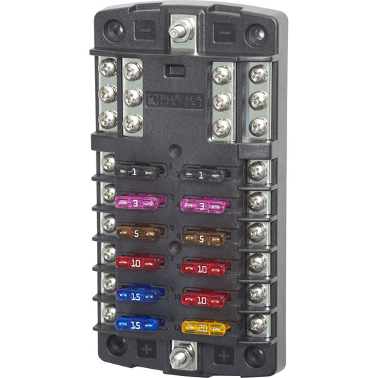 Blue Sea 5031 ST Blade Fuse Block w/o Cover - 12 Circuit w/Negative Bus [5031] | Fuse Blocks & Fuses by Blue Sea Systems 