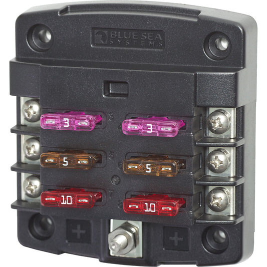 Blue Sea 5033 ST Blade Fuse Block w/out Cover - 6 Circuit w/out Negative Bus [5033] | Fuse Blocks & Fuses by Blue Sea Systems 