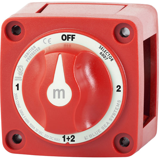 Blue Sea 6007 m-Series (Mini) Battery Switch Selector Four Position Red [6007] | Battery Management by Blue Sea Systems 