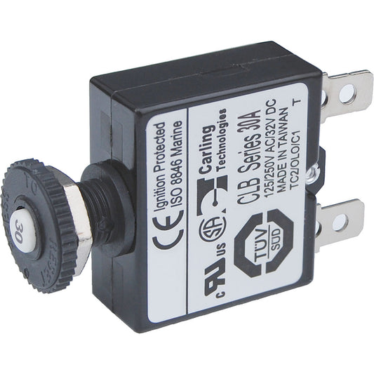 Blue Sea 7059 30A Push Button Thermal with Quick Connect Terminals [7059] | Circuit Breakers by Blue Sea Systems 