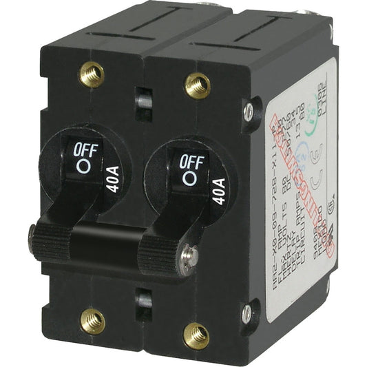 Blue Sea 7239 A-Series Double Pole Toggle - 40A - Black [7239] | Circuit Breakers by Blue Sea Systems 