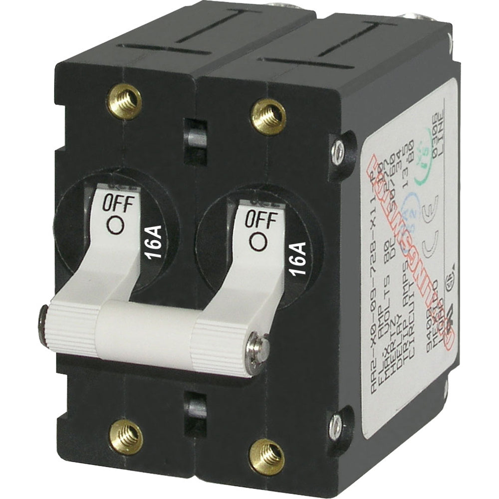 Blue Sea 7294 A-Series Double Pole Toggle - 16A - White [7294] | Circuit Breakers by Blue Sea Systems 