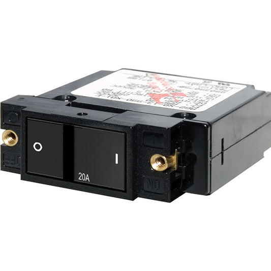 Blue Sea 7404 Single Pole Small Case 2" Flat Rocker Circuit Breaker  -  20 Amp [7404] | Circuit Breakers by Blue Sea Systems 