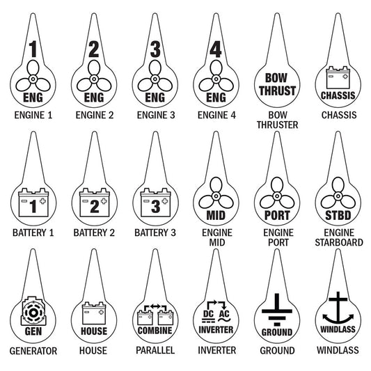 Blue Sea 7902 Icon Circuit Identification Label Kit for Battery Switches [7902] | Battery Management by Blue Sea Systems 