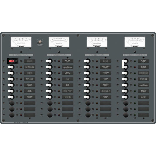 Blue Sea 8095 AC Main +8 Positions / DC Main +29 Positions Toggle Circuit Breaker Panel   (White Switches) [8095] | Electrical Panels by Blue Sea Systems 