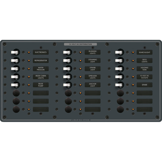 Blue Sea 8264 Traditional Metal DC Panel - 24 Positions [8264] | Electrical Panels by Blue Sea Systems 