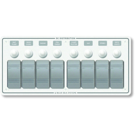 Blue Sea 8271 Water Resistant Panel - 8 Position - White - Horizontal Mount [8271] | Electrical Panels by Blue Sea Systems 
