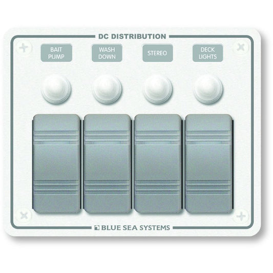 Blue Sea 8272 Water Resistant Panel - 4 Position - White - Horizontal Mount [8272] | Electrical Panels by Blue Sea Systems 