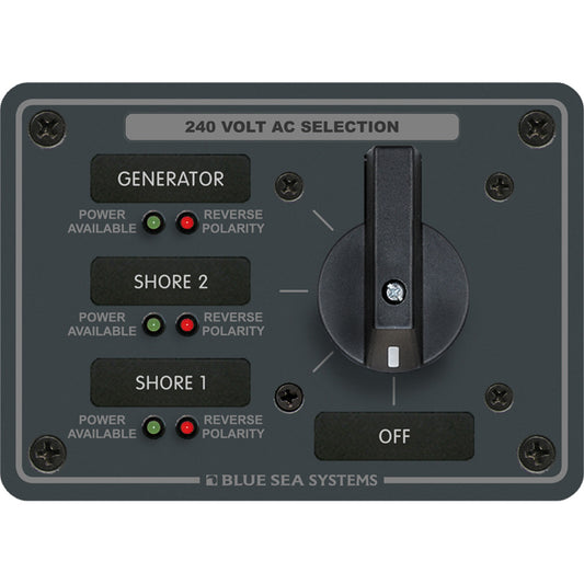 Blue Sea 8361 AC Rotary Switch Panel 65 Ampere 3 Positions + OFF, 3 Pole [8361] | Electrical Panels by Blue Sea Systems 