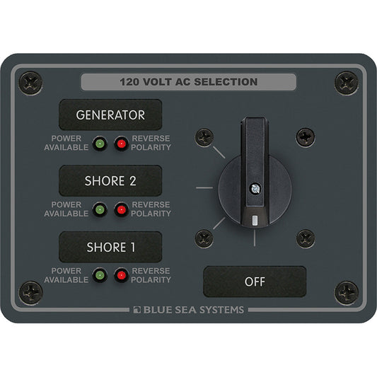 Blue Sea 8366 AC Rotary Switch Panel 30 Ampere 3 Positions + OFF, 2 Pole [8366] | Electrical Panels by Blue Sea Systems 