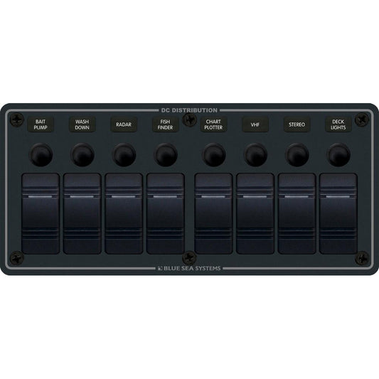 Blue Sea 8371 Water Resistant Panel - 8 Position - Black - Horizontal Mount [8371] | Electrical Panels by Blue Sea Systems 