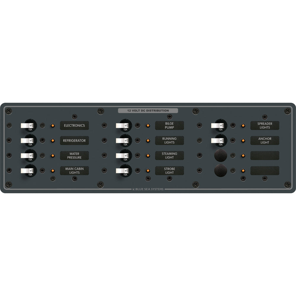 Blue Sea 8375 Panel DC 12 Position Horizontal BL [8375] | Electrical Panels by Blue Sea Systems 