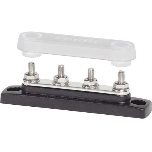 Blue Sea 2315 MiniBus 100 Ampere Common BusBar 4 x 10-32 Stud Terminal with Cover [2315] | Busbars, Connectors & Insulators by Blue Sea Systems 