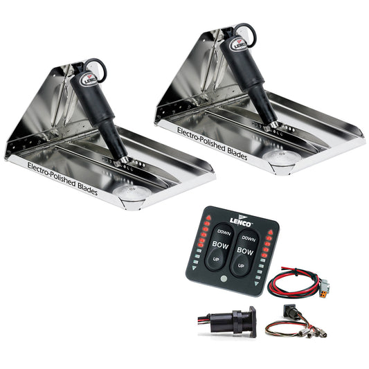 Lenco 16" x 12" Heavy Duty Performance Trim Tab Kit w/LED Indicator Switch Kit 12V [RT16X12HDI] | Trim Tabs by Lenco Marine 