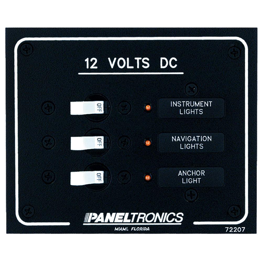 Paneltronics Standard DC 3 Position Breaker Panel w/LEDs [9972207B] | Electrical Panels by Paneltronics 