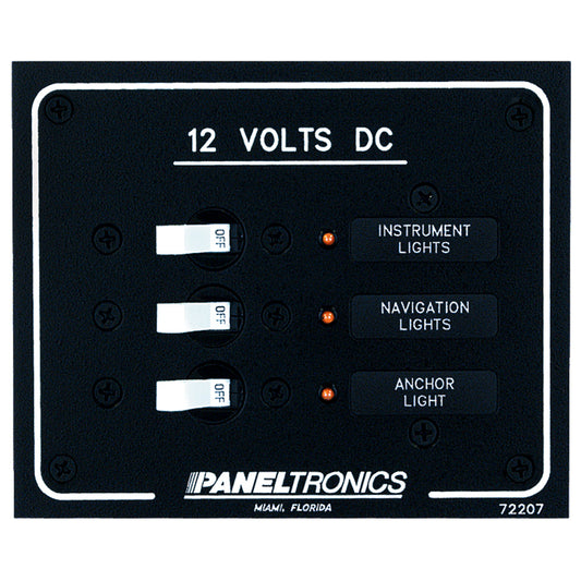 Paneltronics Standard DC 3 Position Breaker Panel w/LEDs [9972207B] | Electrical Panels by Paneltronics 