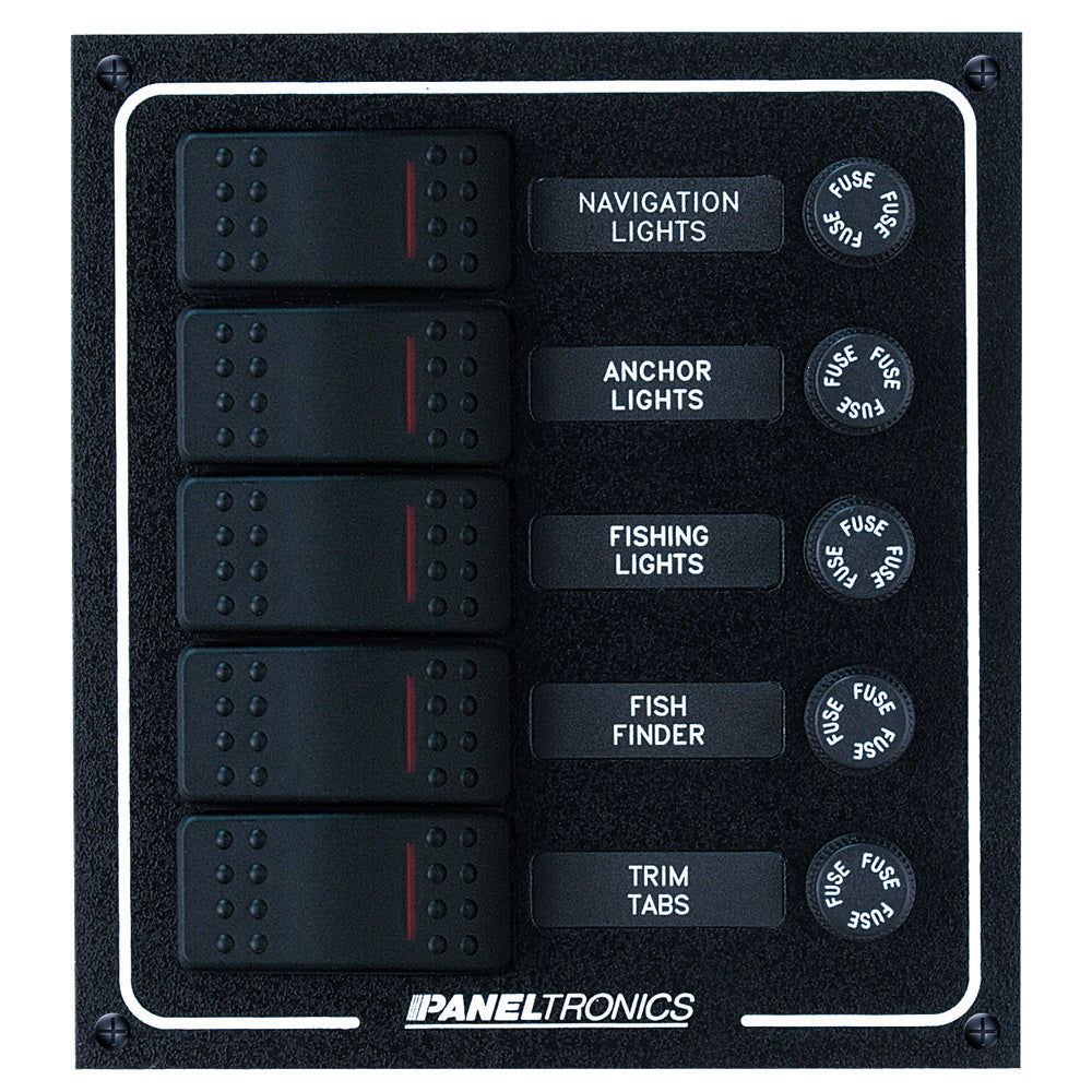 Paneltronics Waterproof DC 5 Position Lighted Rocker & Fuse [9960007B] | Electrical Panels by Paneltronics 