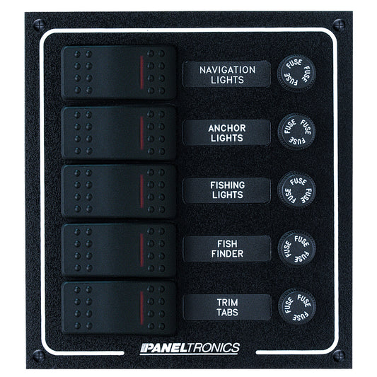 Paneltronics Waterproof DC 5 Position Lighted Rocker & Fuse [9960007B] | Electrical Panels by Paneltronics 