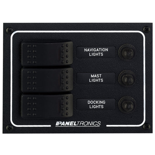 Paneltronics Waterproof DC 3 Position Lighted Rocker & CB [9960019B] | Electrical Panels by Paneltronics 