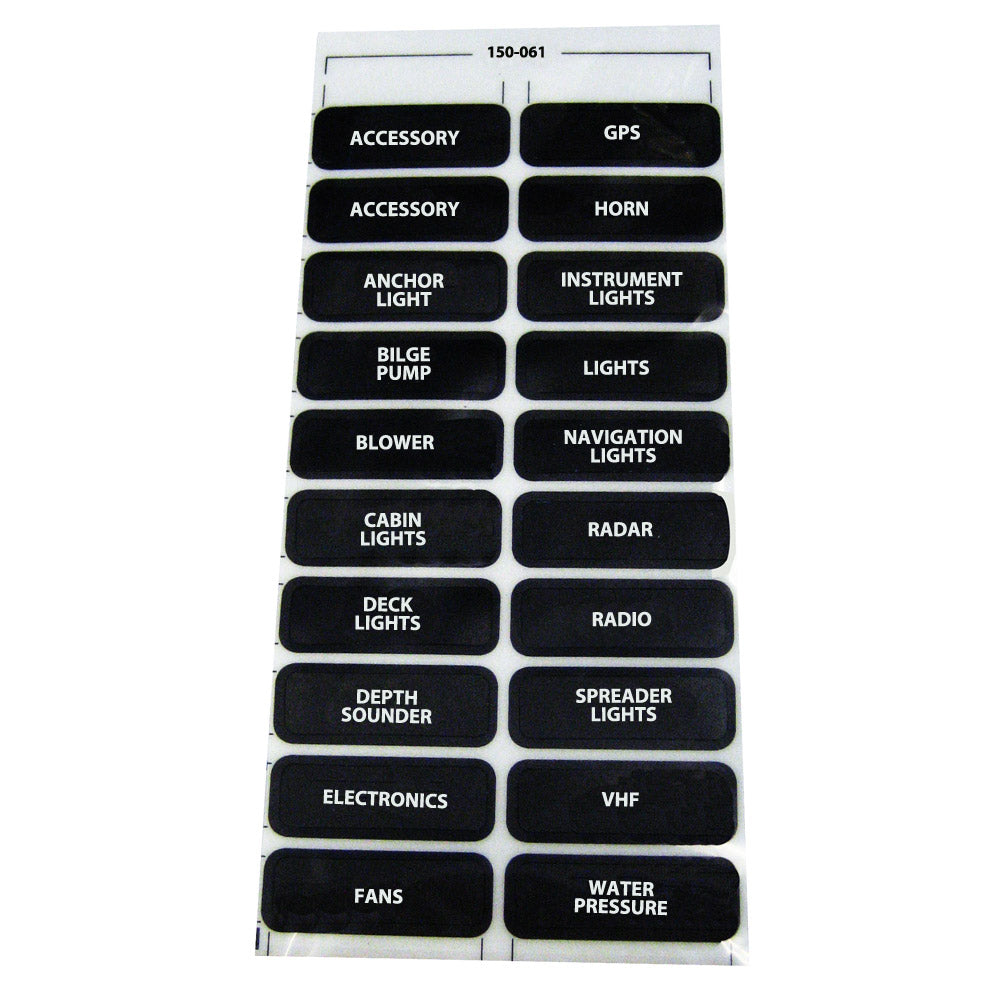 Paneltronics DC-20 Assorted Label Sheet [150-061] | Switches & Accessories by Paneltronics 