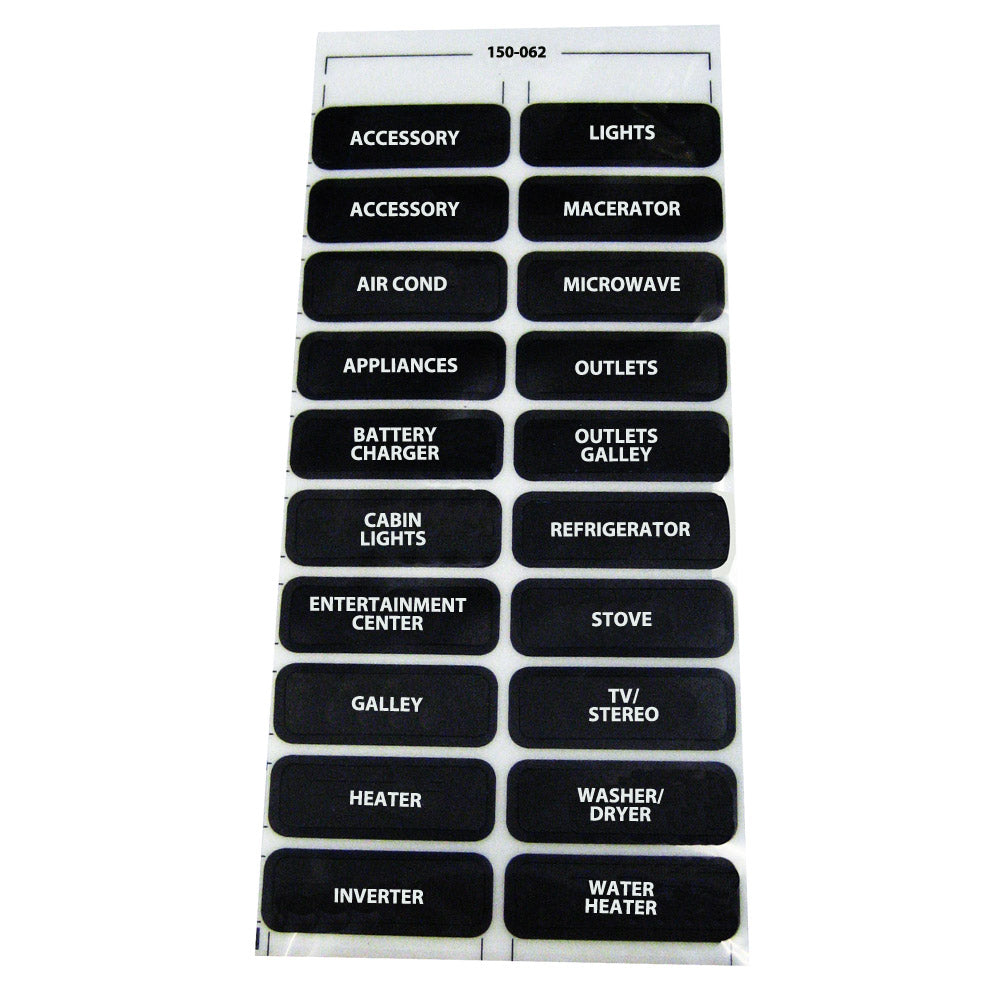 Paneltronics AC-20 Assorted Label Sheet [150-062] | Switches & Accessories by Paneltronics 