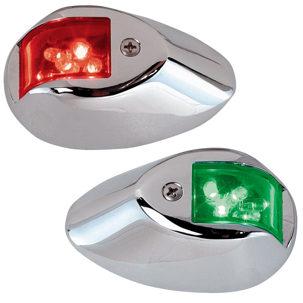 Perko LED Sidelights - Red/Green - 12V - Chrome Plated Housing [0602DP1CHR] | Navigation Lights by Perko 