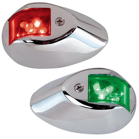 Perko LED Sidelights - Red/Green - 12V - Chrome Plated Housing [0602DP1CHR] | Navigation Lights by Perko 