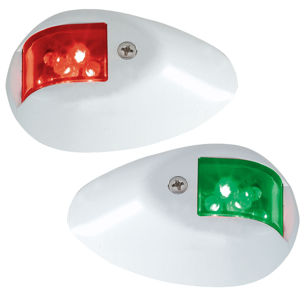 Perko LED Side Lights - Red/Green - 12V - White Epoxy Coated Housing [0602DP1WHT] | Navigation Lights by Perko 