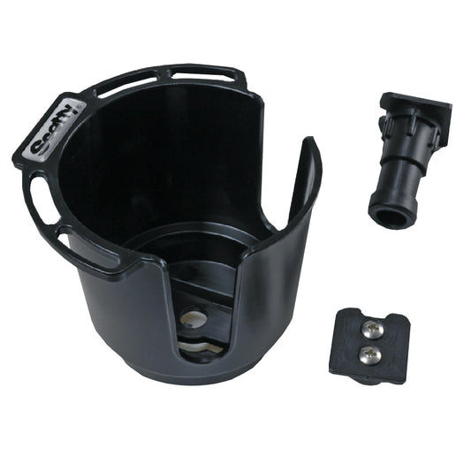 Scotty 311 Drink Holder w/Bulkhead/Gunnel Mount & Rod Holder Post Mount - Black [311-BK] | Accessories by Scotty 