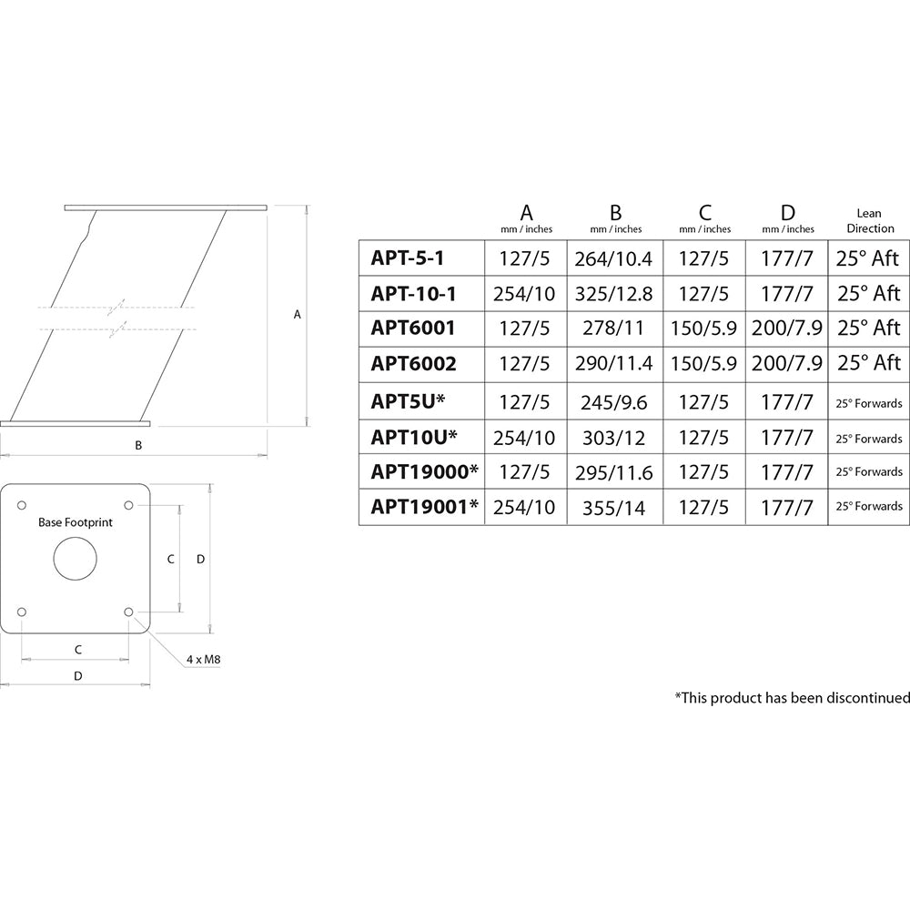 Scanstrut APT6002 Aluminum PowerTower Open Array Radar Mount - 6" Aft Leaning [APT6002] | Radar/TV Mounts by Scanstrut 