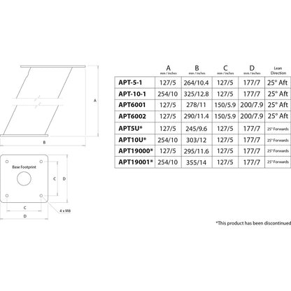 Scanstrut APT6002 Aluminum PowerTower Open Array Radar Mount - 6" Aft Leaning [APT6002] | Radar/TV Mounts by Scanstrut 