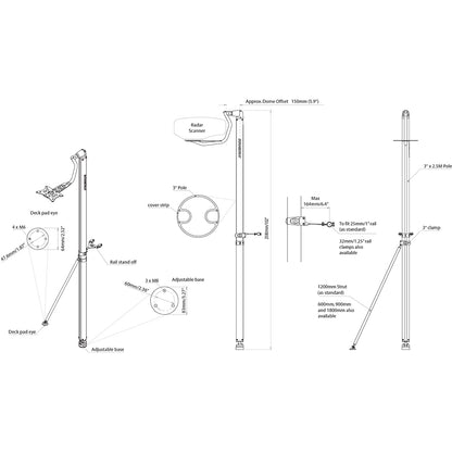 Scanstrut LMP-1 Self Leveling Pole Radar Mount - Raymarine Garmin Navico 2kW & 4kW Domes [LMP-1] | Radar/TV Mounts by Scanstrut 