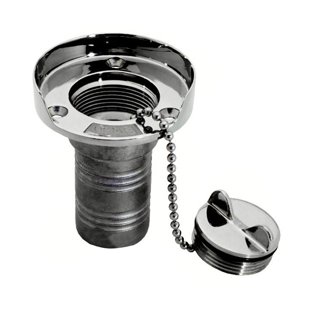 Whitecap Gas Hose Deck Fill w/Splash Guard - 1-1/2" Chain [6001] | Deck Fills by Whitecap 