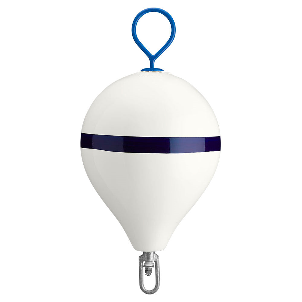 Polyform 17" CM Mooring Buoy w/Steel Iron - White Blue Stripe [CM-3 WH-STR] | Buoys by Polyform U.S. 