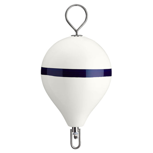 Polyform 17" CM Mooring Buoy w/SS Iron - White Blue Stripe [CM-3SS W-STR] | Buoys by Polyform U.S. 