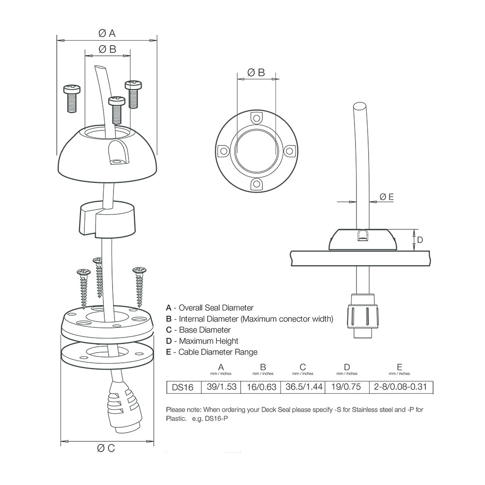 Scanstrut DS16-P Vertical Cable Seal [DS16-P] | Wire Management by Scanstrut 