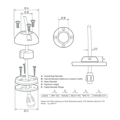 Scanstrut DS16-P Vertical Cable Seal [DS16-P] | Wire Management by Scanstrut 