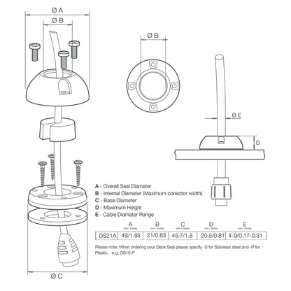 Scanstrut DS21A-P Vertical Cable Seal [DS21A-P] | Wire Management by Scanstrut 