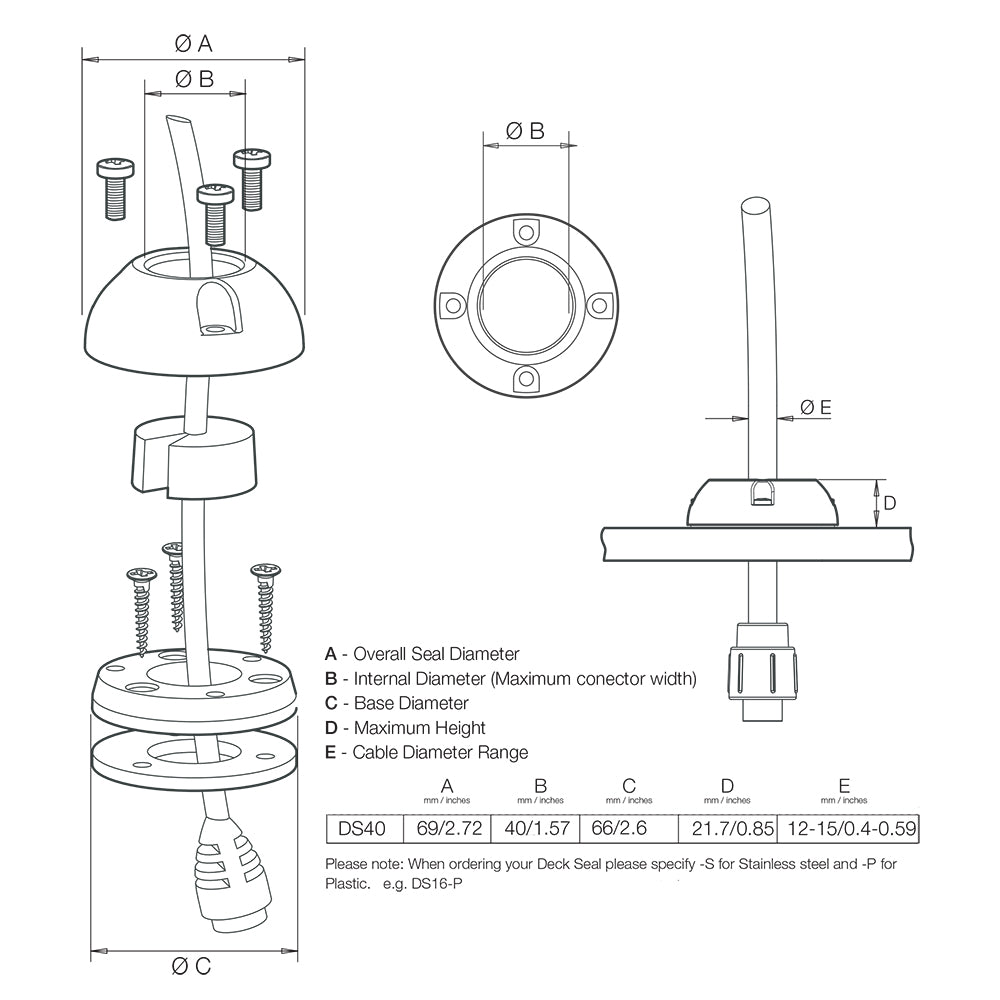 Scanstrut DS40-P Vertical Cable Seal [DS40-P] | Wire Management by Scanstrut 