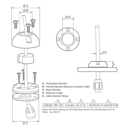 Scanstrut DS21B-S Vertical Cable Seal - Stainless Steel [DS21B-S] | Wire Management by Scanstrut 