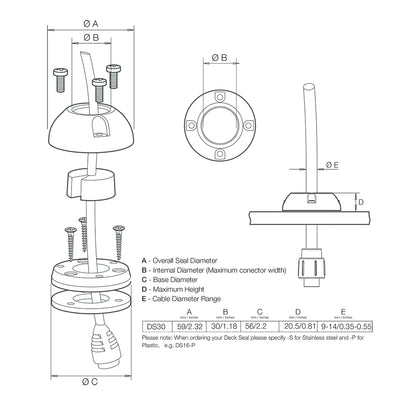 Scanstrut DS30-S Vertical Cable Seal - Stainless Steel [DS30-S] | Wire Management by Scanstrut 