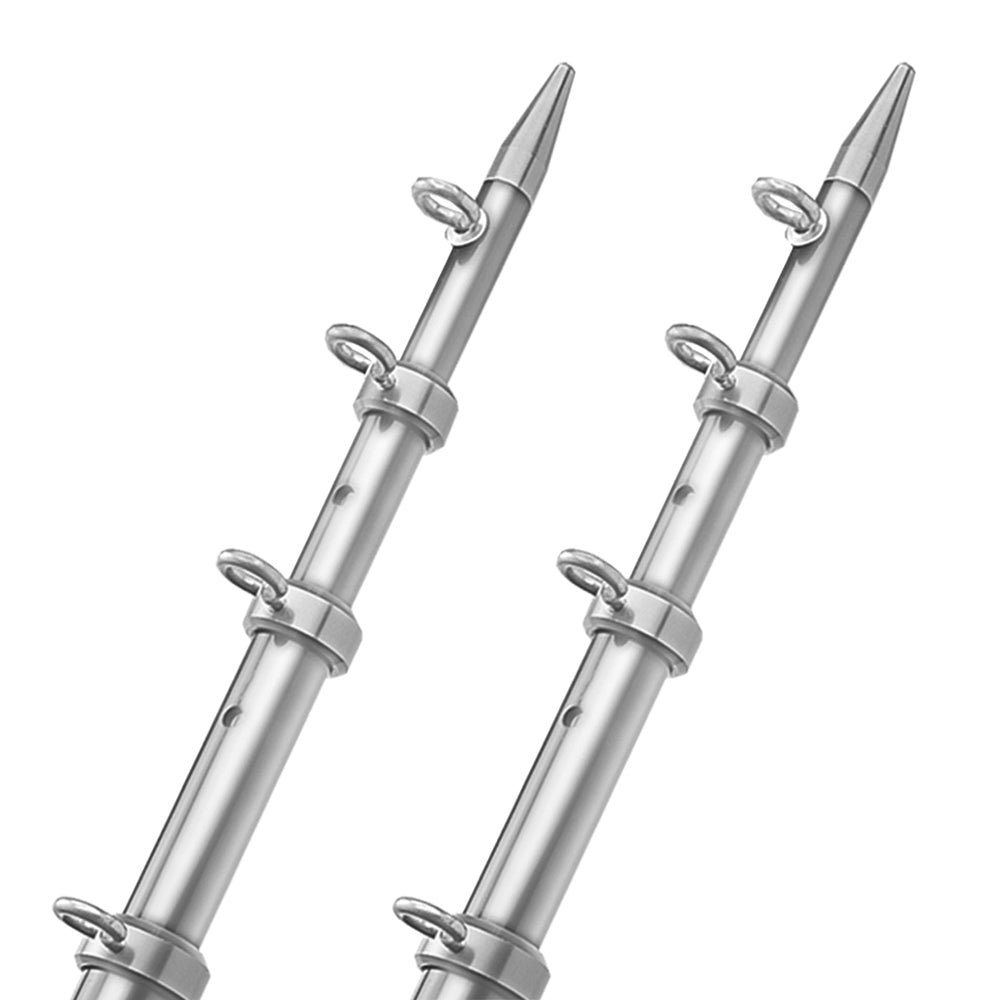 TACO 15' Telescopic Outrigger Poles HD 1-1/2" - Silver/Silver [OT-0542VEL15-HD] | Outriggers by TACO Marine 