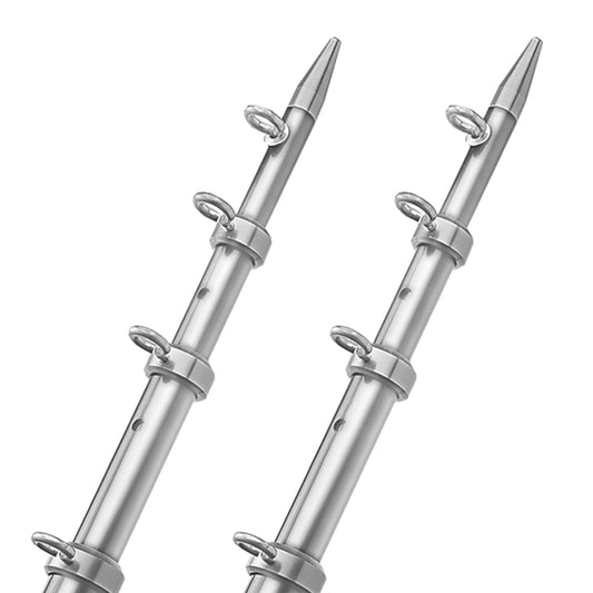 TACO 15' Telescopic Outrigger Poles HD 1-1/2" - Silver/Silver [OT-0542VEL15-HD] | Outriggers by TACO Marine 